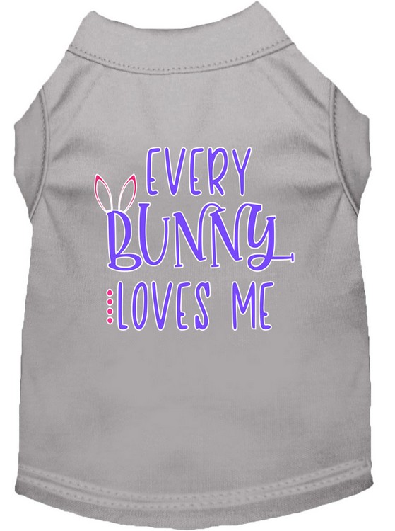 Every Bunny Loves me Screen Print Dog Shirt Grey Lg